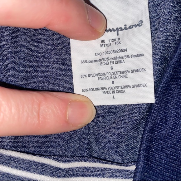 Champion Navy Blue/White Striped Cropped Legging, Size Large - Picture 11 of 11